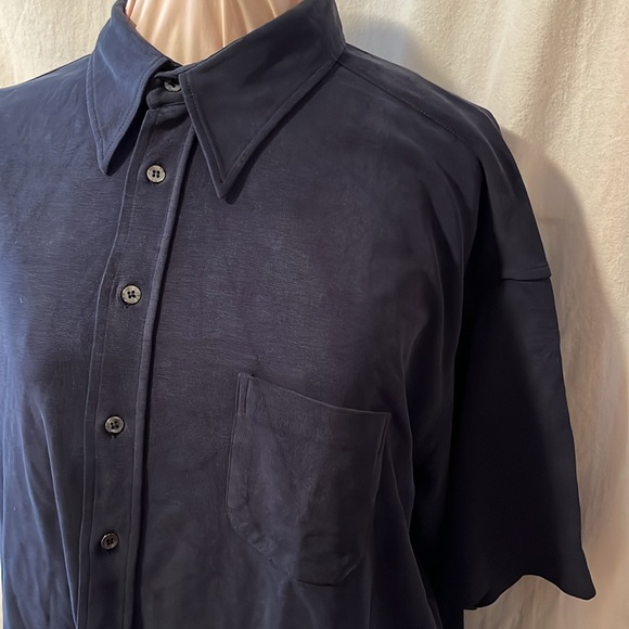Ted Baker Short Sleeve Button-Up collared Shirt, Blue, Rayon/Polyester size XXL - Picture 2 of 8